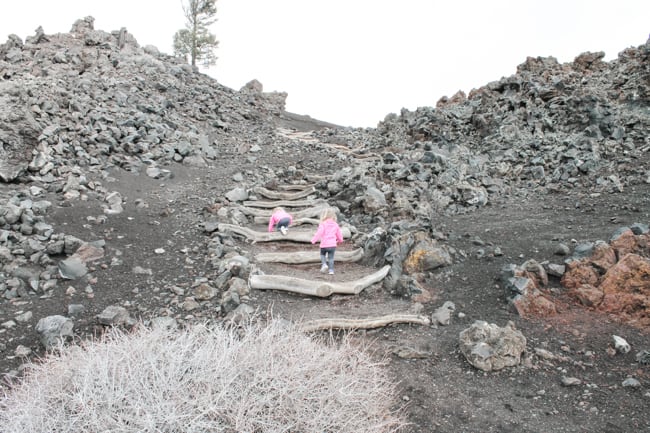 Children playing while spending time at Craters of the Moon camping.