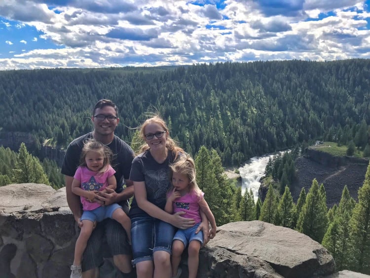 The overlook for Lower Mesa Falls along the Mesa Falls Scenic Byway