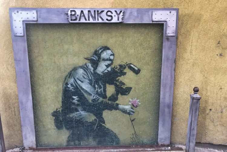 Finding the Banksy street art is one of the fun things to do in the Park City historic district in Utah