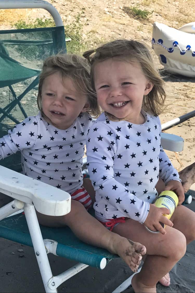 Kids on the beach near the lake