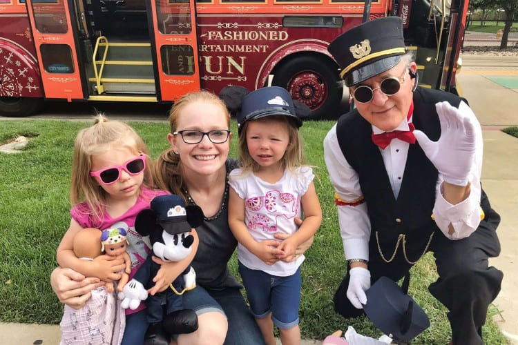 Toddlers enjoying the SLC Trolley, a great stop in Salt Lake with toddlers