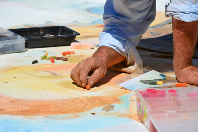 Chalk artwork in Denver in the summer.