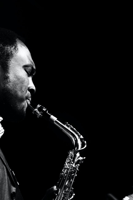 A jazz performer in Denver in the summer.