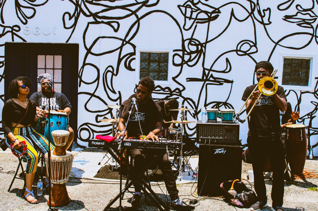 A performance in celebration of Juneteenth in Denver in the summer.