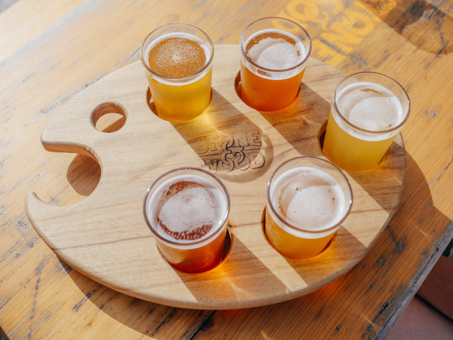 Glasses of beer from Summer Brewfest in Denver in the summer.