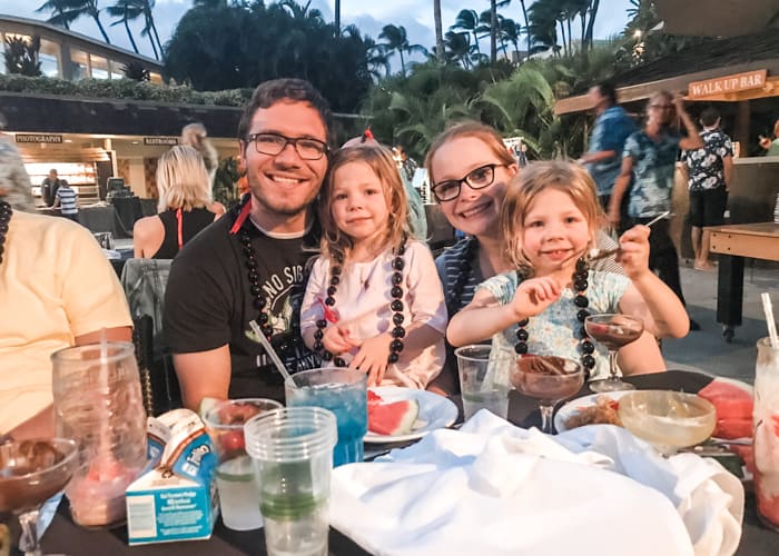 Family at a Luau in Hawaii