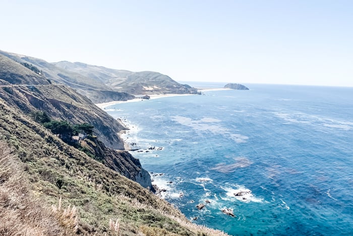 View of the coast in Big Sur California