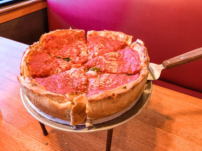 Eating deep dish pizza is one of the great things to do with kids in Las Vegas