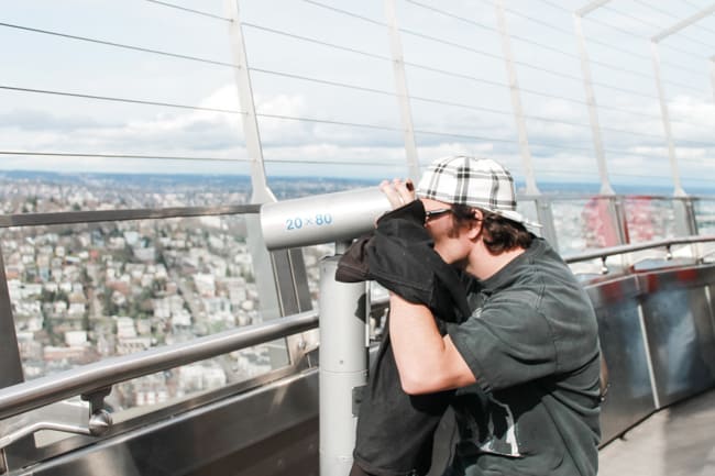 At the top of the Space Needle