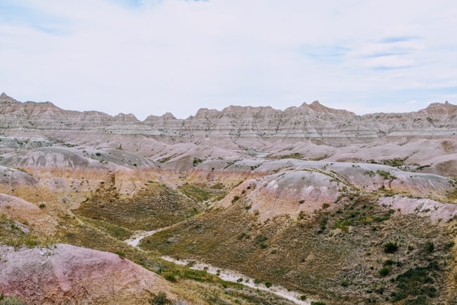 Yellow Mounds at the Badlands National Park USA