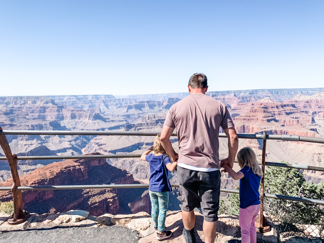 Family enjoying the views at the Grand Canyon South Rim