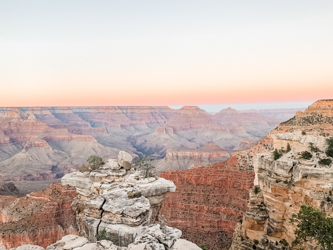 View of the South Rim Grand Canyon at Sunset