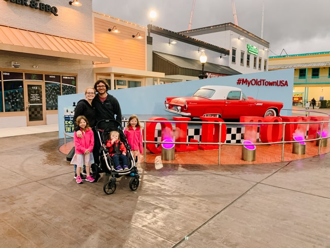 Old Town Kissimee is one of the things to Do in Orlando with Kids at night