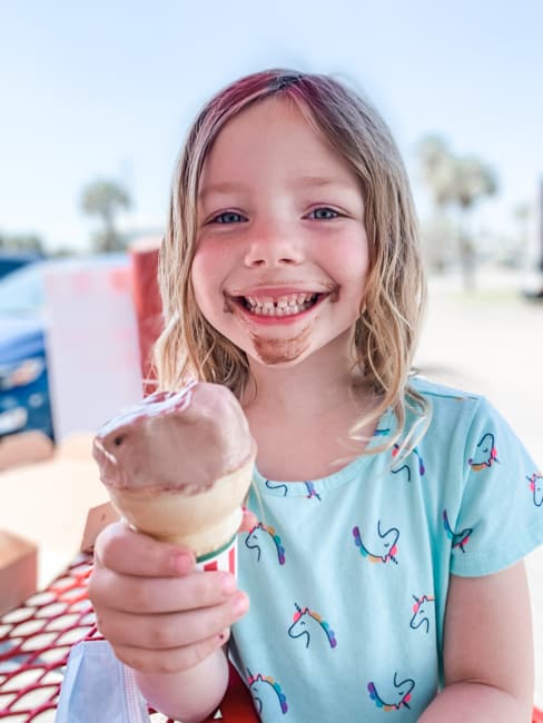 Getting ice cream at Rita's near the St Augustine beach is one of the fun things to do with kids