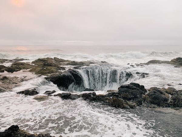Thor's Well is a quick roadside stop to make on a road trip from Seattle to San Diego