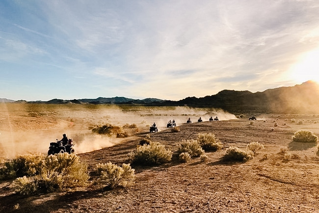 Riding ATVs in the desert is one of the fun things to do in Las Vegas during winter.
