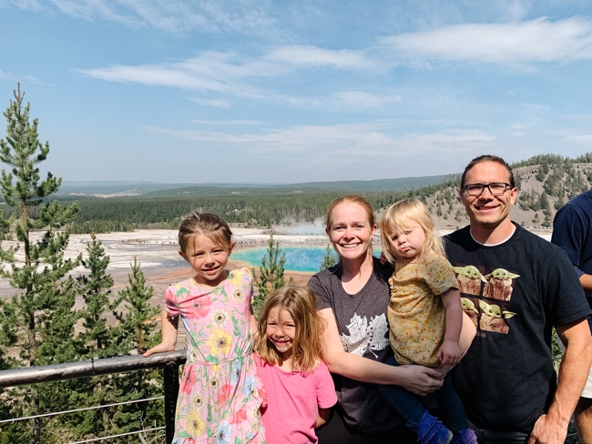 Family at the Grand Prismatic Spring Overlook