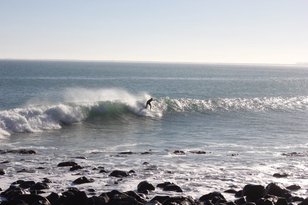 Surfing in the ocean