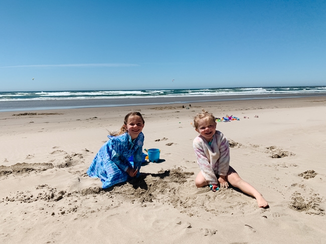 Kids enjoying Agate Beach