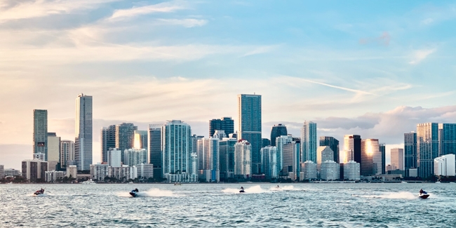 Riding jet skis in Miami, Florida