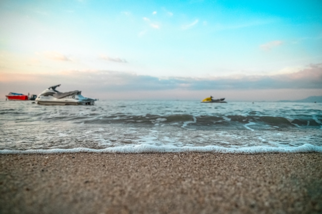 Jet skis on the sandy beach