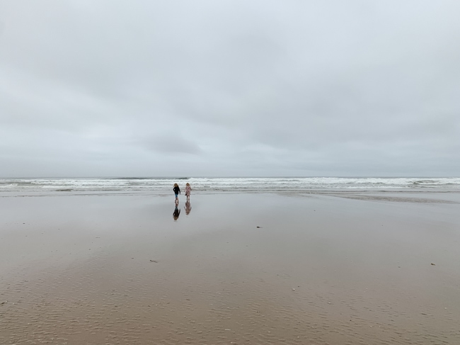 Playing on the beach in Florence, Oregon