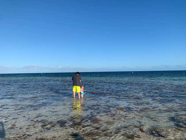 Wading in the water at Bahia Honda State Park