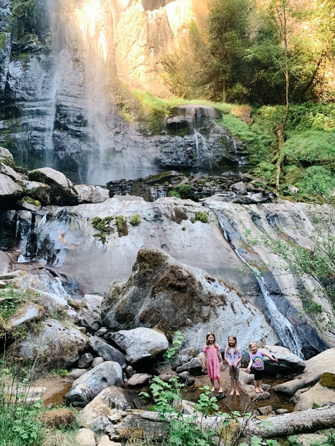 Kids at a waterfall