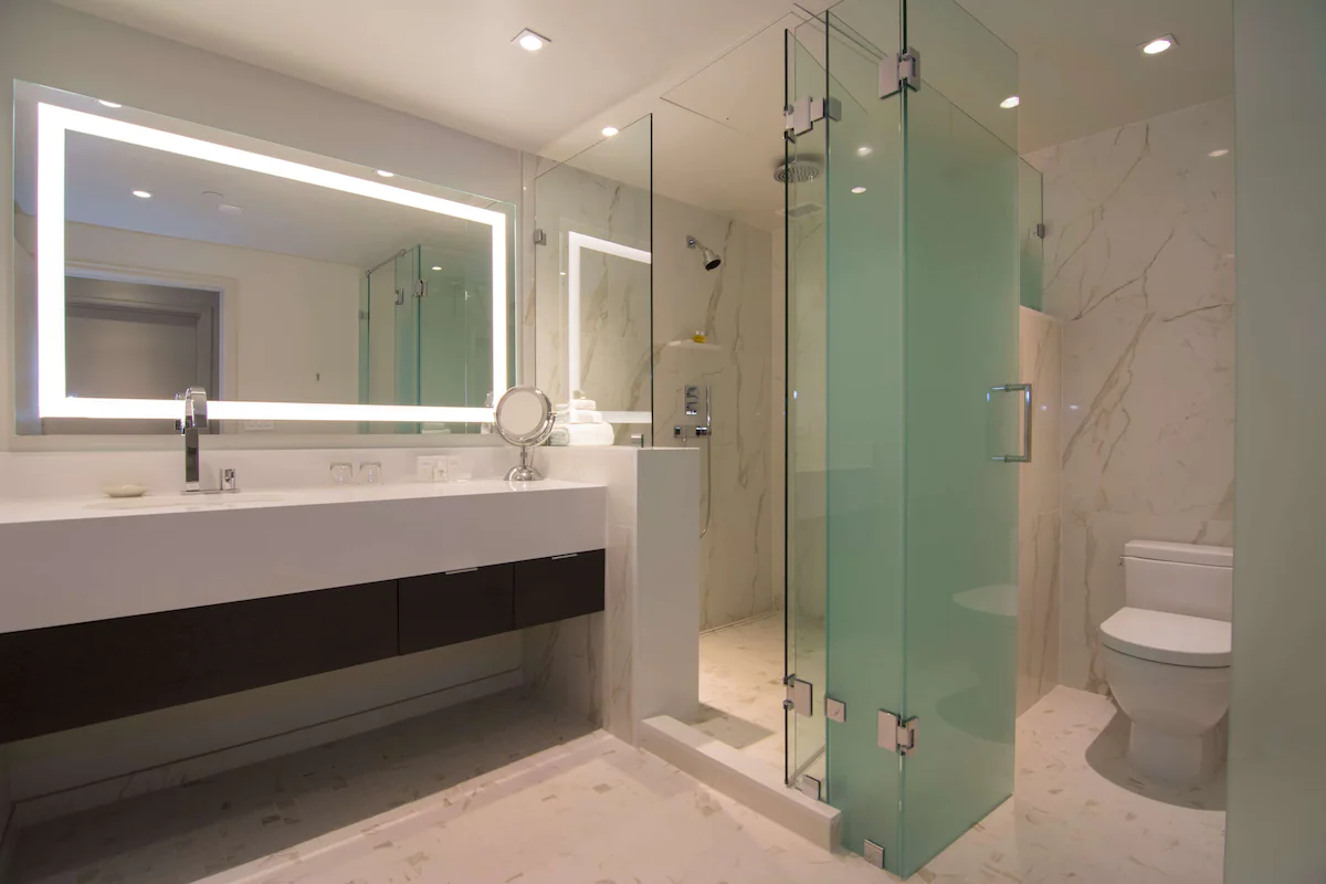 Bathroom in a hotel room in Portland, Oregon