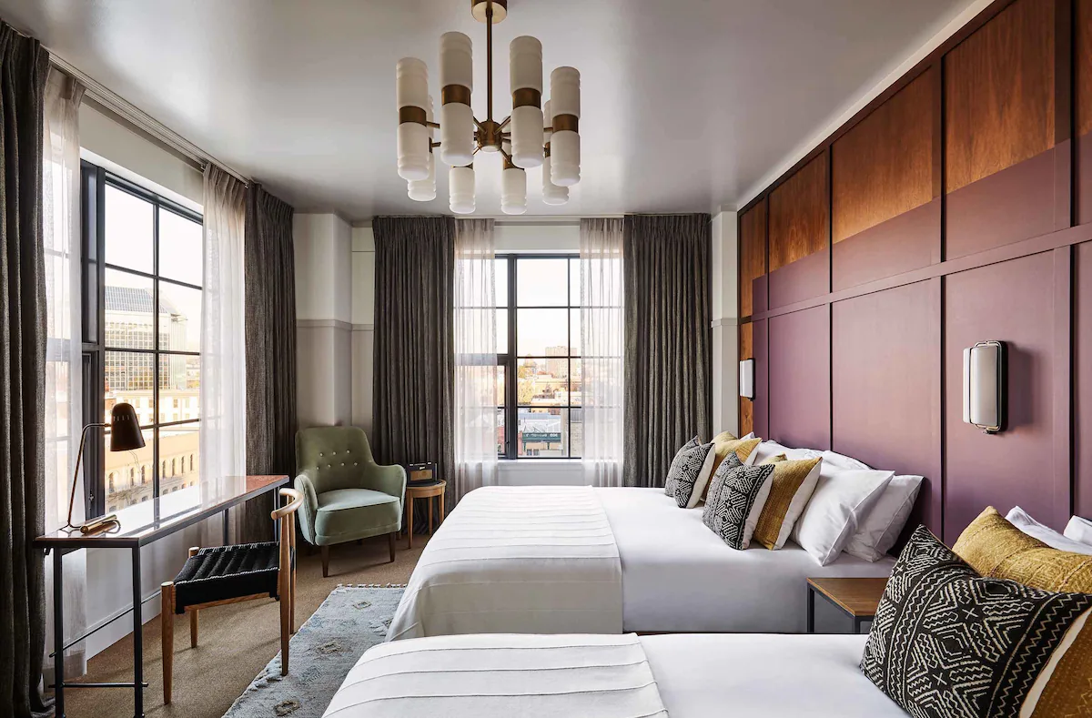Hotel room at the Hoxton in Portland, Oregon
