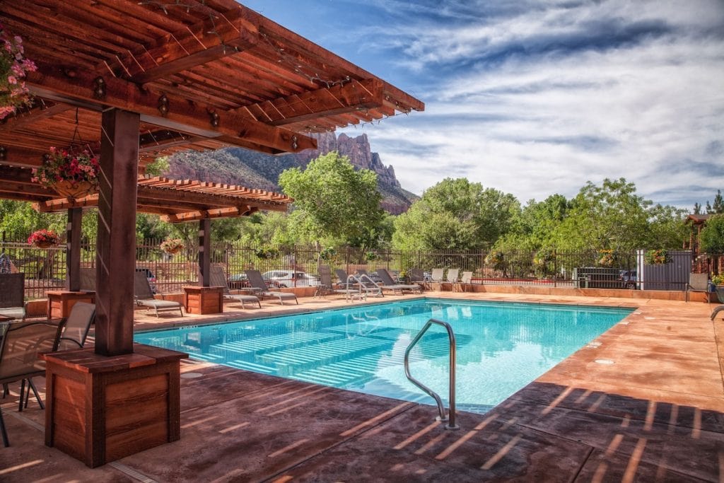 If you want a swimming pool, Cable Mountain Lodge is a great option for where to stay in Zion National Park
