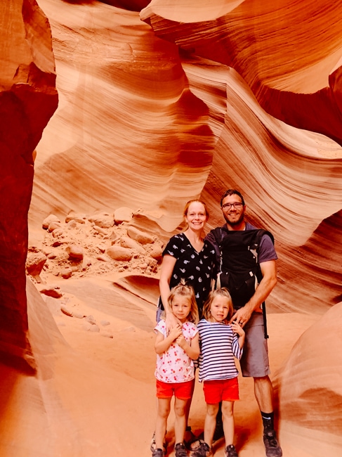 Family in Antelope Canyon in January