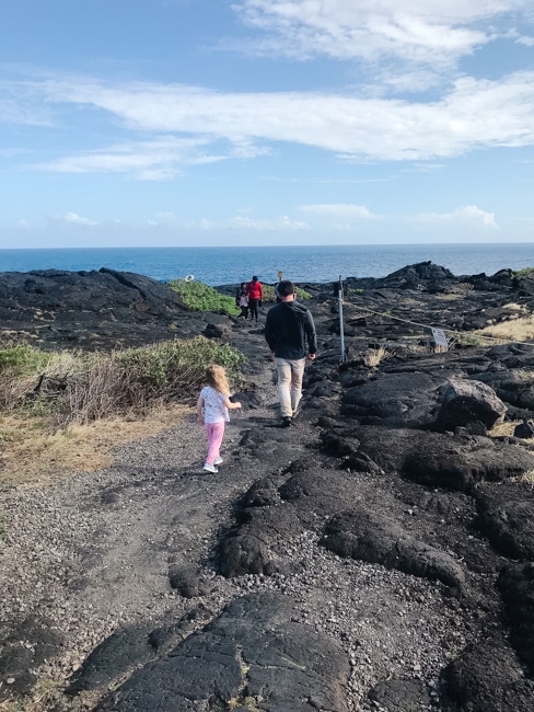 Family exploring Hawaii Volcanoes National Park