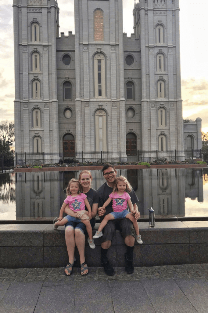 Family visiting Temple Square