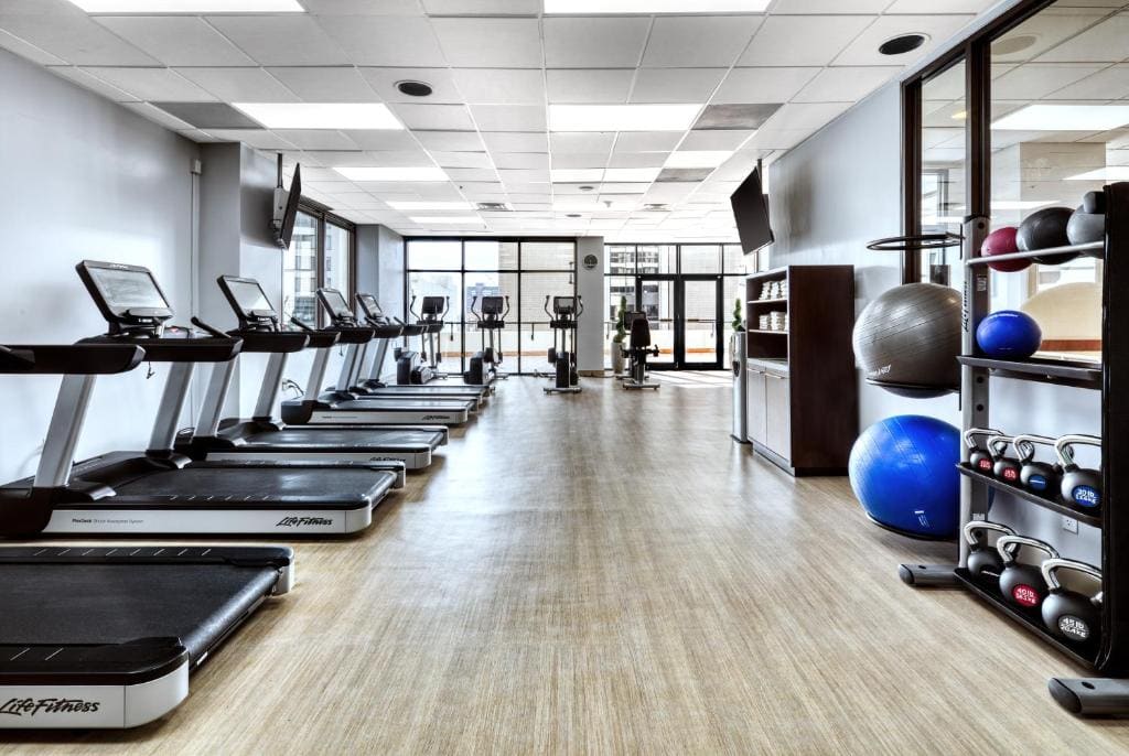 Gym at a hotel
