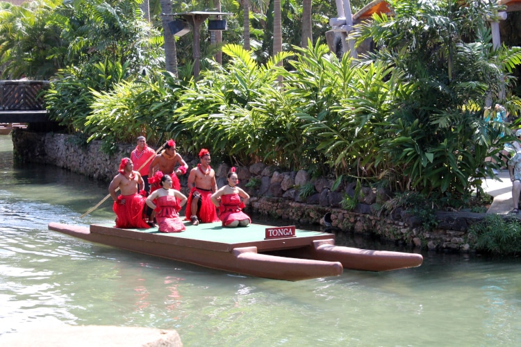 Canoe parade at the Polynesian Culture Center