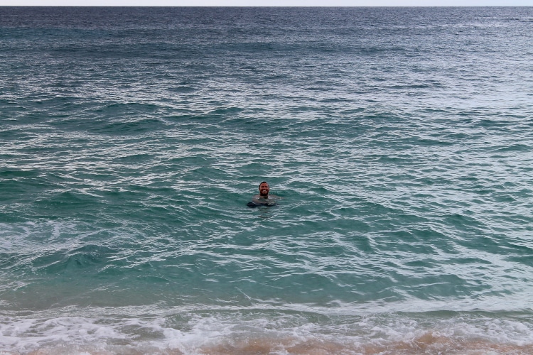 Swimming on the North Shore in Oahu