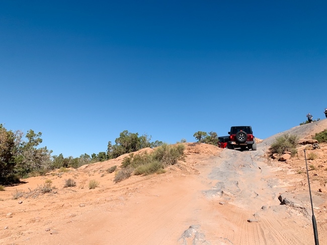 Jeep going up an incline on Fins and Things