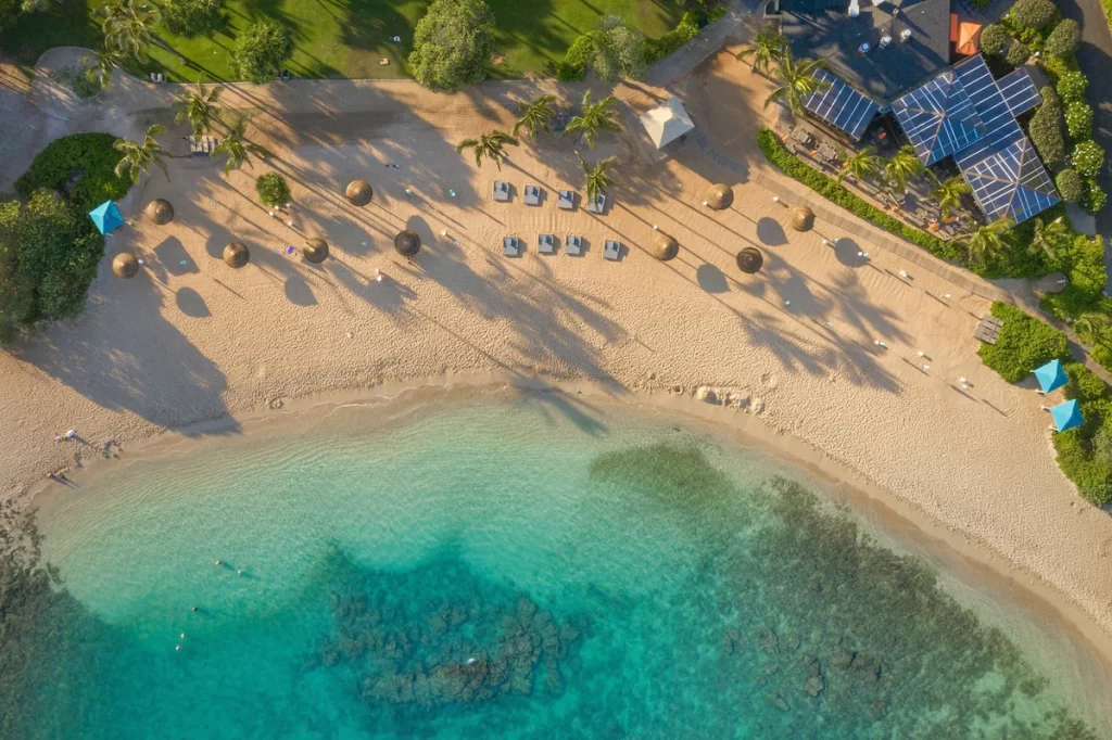 Aerial view of the beach at Turtle Bay