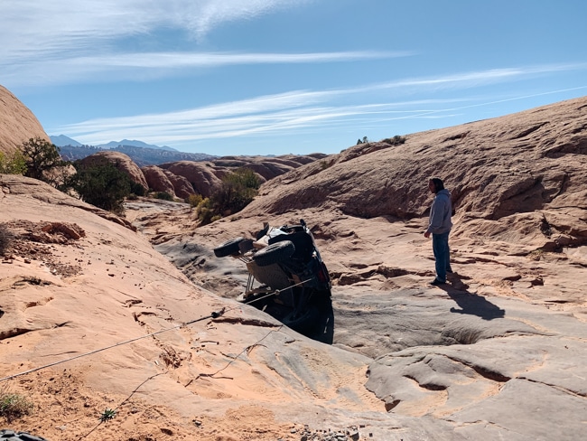 Winching a rzr in Moab