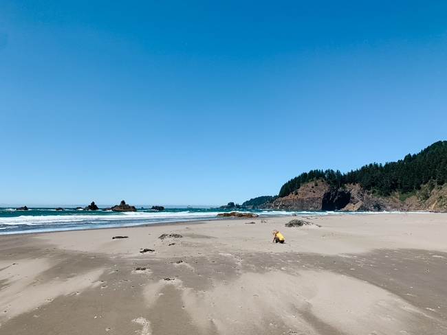 Playing on the beach in Oregon