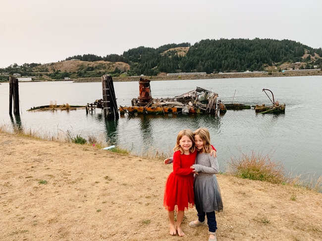 Sunken boat in Gold Beach