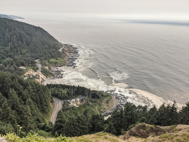Scenic viewpoint of the highway on a Seattle to San Diego road trip