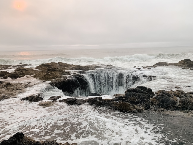 Thor's Well is a fun stop on an Oregon Coast road trip