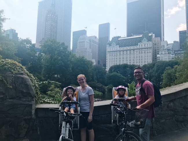 One of the fun things to do in NYC with kids is riding bikes through Central Park