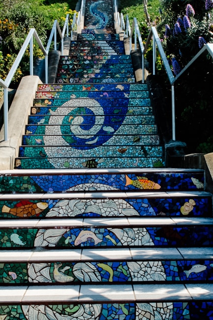 Kids will love climbing the tiled steps