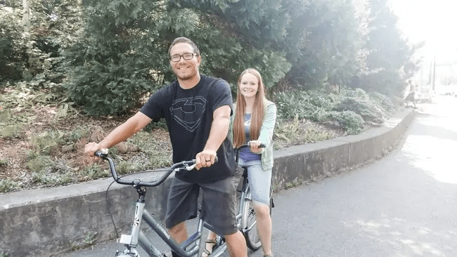 Riding bikes at Alki Beach