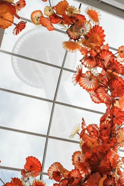 Space Needle view from the glass museum in Seattle