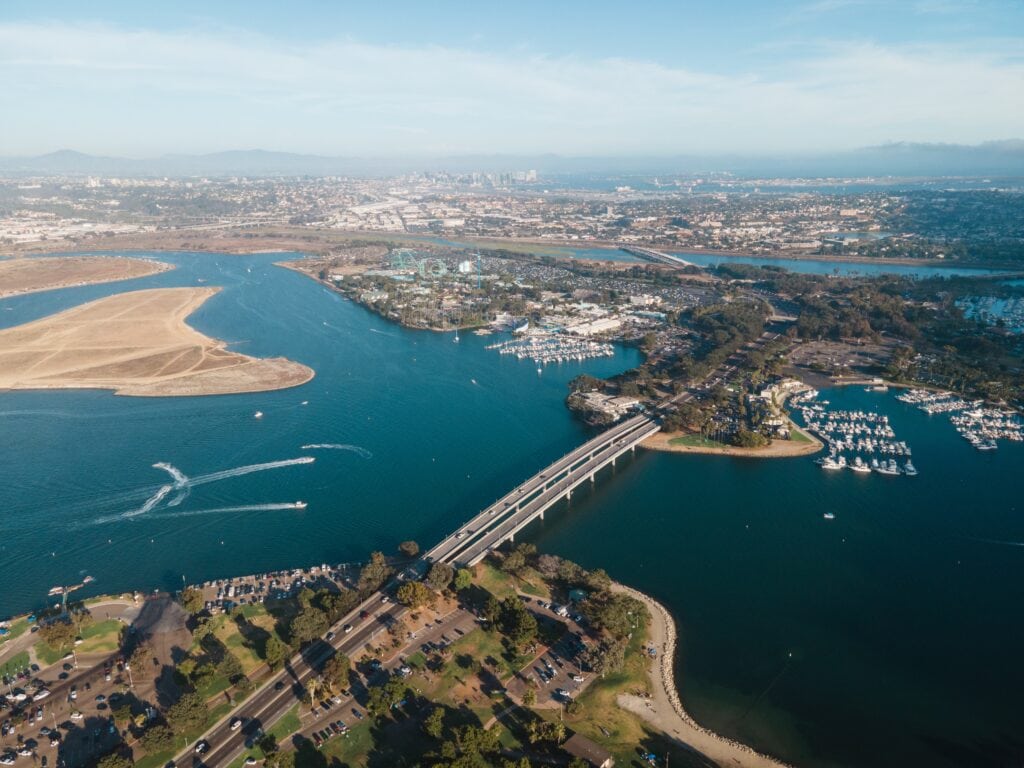 Aerial view of the San Diego harbor
