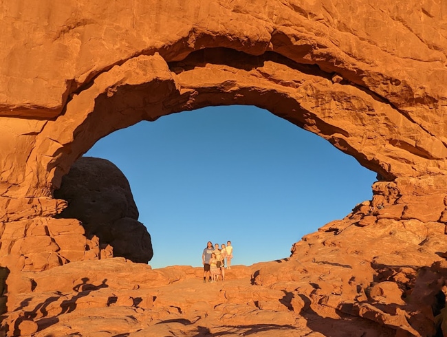 Family in the North Window in Arches National Park